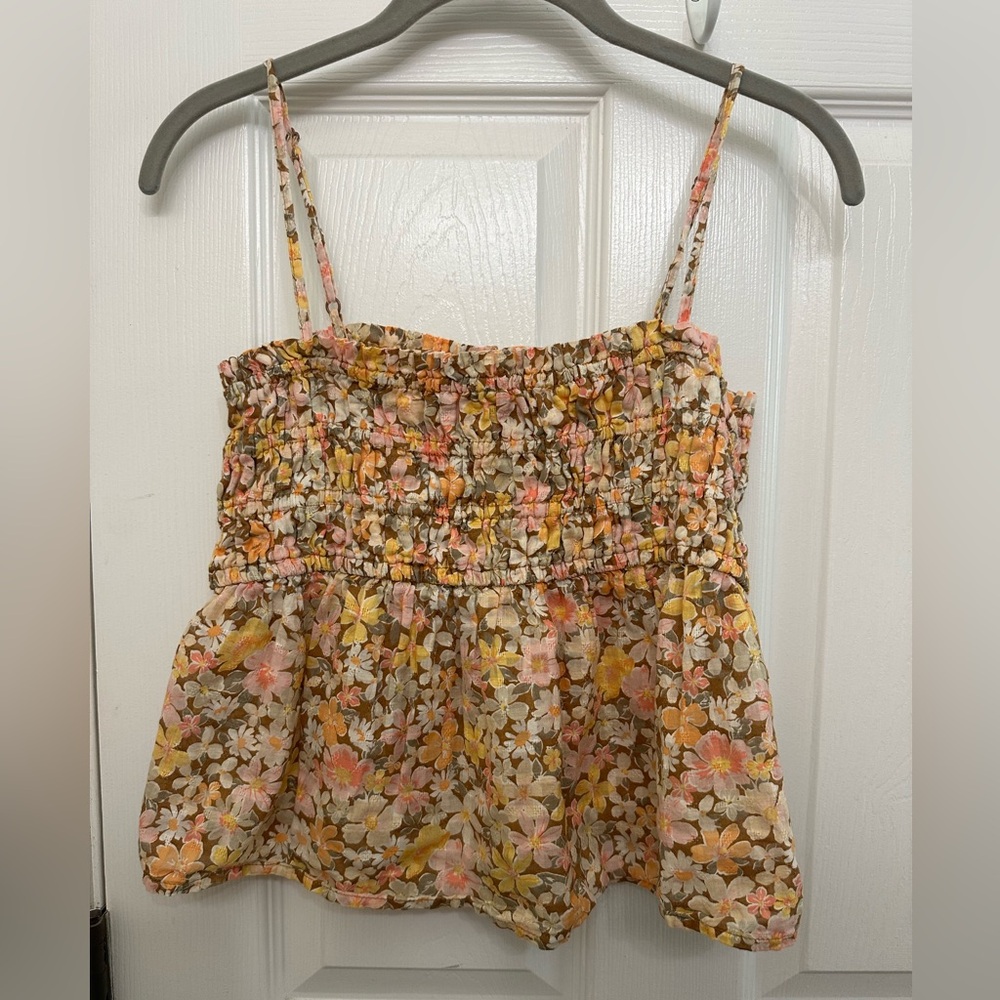 100% cotton American Eagle Floral Smocked Women's Top size small